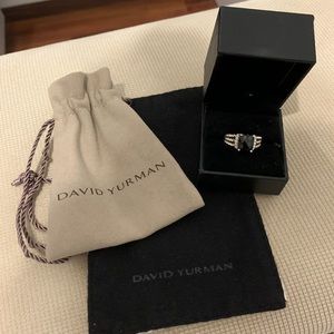 David Yurman Petite Wheaton Ring with Gemstones & Diamonds in Black Onyx